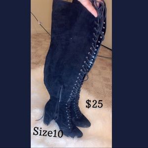 Thigh high platform heel boot